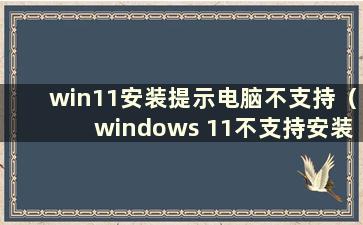 win11安装提示电脑不支持（windows 11不支持安装）